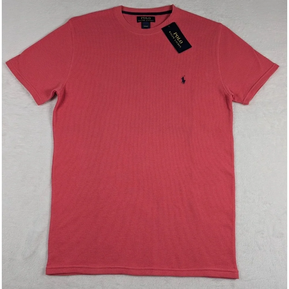 Polo Ralph Lauren Waffle Knit Thermal‎ Short Sleeve Shirt Mens Small Pink NWT